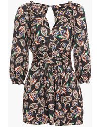 Maje - Wrap-effect Printed Satin Playsuit - Lyst