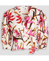 Diane von Furstenberg - Harlow Floral-print Cotton-blend Poplin Blouse - Lyst