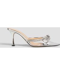 Mach & Mach - Mules "double bow" aus verspiegeltem leder und pvc mit kristallverzierung - Lyst