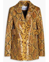 Stand Studio - Ivy Faux Snake-effect Leather Blazer - Lyst