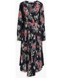 IRO - Aleyna Wrap-effect Floral-print Satin Midi Dress - Lyst
