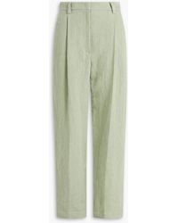 Brunello Cucinelli - Ribbed Linen And Cotton-blend Straight-leg Pants - Lyst