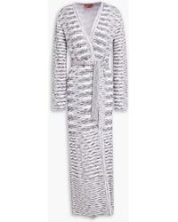 Missoni - Belted Embellished Space-dyed Crochet-knit Wool-blend Cardigan - Lyst