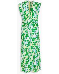 Diane von Furstenberg - Livia Pleated Printed Crepe Midi Dress - Lyst