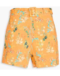 Solid & Striped - The Renata Belted Floral-print Linen-blend Shorts - Lyst