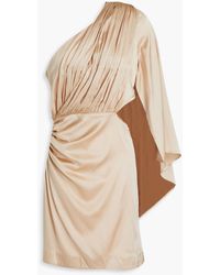 retroféte - Mae One-sleeve Pleated Stretch-silk Satin Mini Dress - Lyst