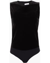 Commando Stretch-velvet And Stretch-jersey Bodysuit - Black