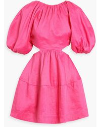 Aje. - Admiration Lace-up Cutout Linen-blend Mini Dress - Lyst