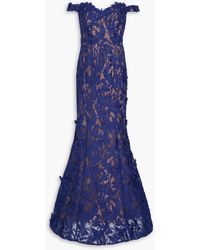 Marchesa - Off-the-shoulder Guipure Lace Gown - Lyst
