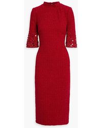 Badgley Mischka - Embellished Tweed Midi Dress - Lyst