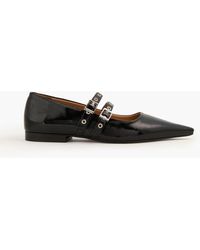 Ganni - Buckled Point-Toe Flats - Lyst