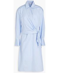 Vince - Wrap-effect Cotton-poplin Shirt Dress - Lyst