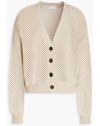 Brunello Cucinelli - Sequin-embellished Open-knit Cashmere And Silk-blend Cardigan - Lyst