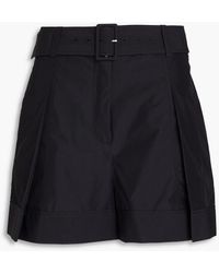 3.1 Phillip Lim - Pleated Belted Cotton-blend Poplin Shorts - Lyst