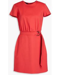 Emporio Armani - Belted Cotton-blend Mini Dress - Lyst