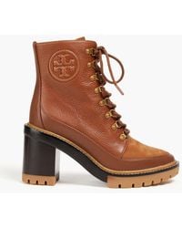 Tory Burch - Miller Pebbled-leather And Nubuck Ankle Boots - Lyst