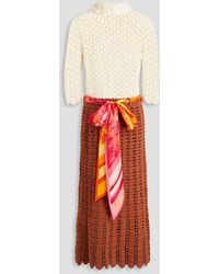 Zimmermann - Two-tone Crocheted Cotton Midi Dress - Lyst