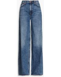 Rag & Bone - Sofie Distressed High-rise Wide-leg Jeans - Lyst