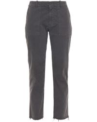 Nili Lotan - Jenna Cropped Frayed Cotton-blend Twill Slim-leg Pants - Lyst
