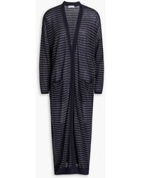Brunello Cucinelli - Bead-embellished Striped Linen-blend Cardigan - Lyst