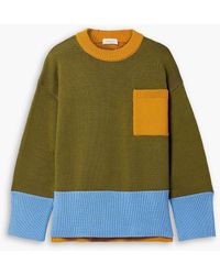 Lafayette 148 New York - Color-block Cotton And Silk-blend Sweater - Lyst