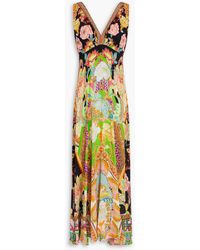 CAMILLA - Crystal-Embellished Printed Silk Crepe De Chine Maxi Dress - Lyst