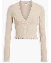 GOOD AMERICAN - Cropped Ribbed Cotton-blend Cardigan - Lyst