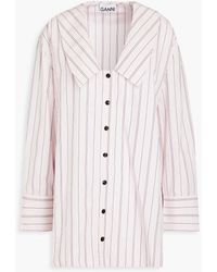 Ganni - Oversized Striped Cotton-poplin Shirt - Lyst