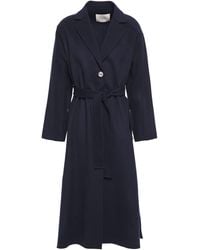 Maje Wool-blend Brushed-felt Coat Navy - Blue
