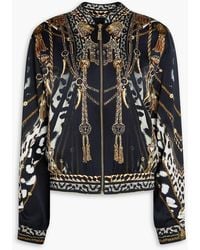 CAMILLA - Crystal-embellished Printed Silk-satin Crepe Bomber Jacket - Lyst