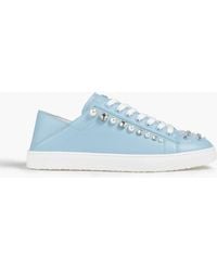 Stuart Weitzman - Goldie Embellished Leather Sneakers - Lyst