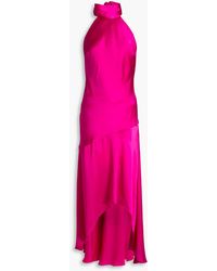 FRAME - Silk-charmeuse Halterneck Midi Dress - Lyst