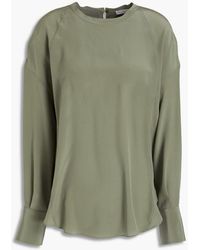 Brunello Cucinelli - Bead-embellished Silk Crepe De Chine Blouse - Lyst