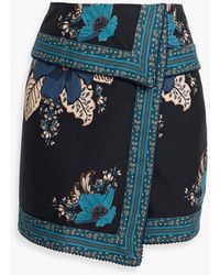 FARM Rio - Wrap-Effect Floral-Print Cotton-Twill Mini Skirt - Lyst