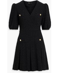Maje - Wrap-effect Metallic Tweed Mini Dress - Lyst