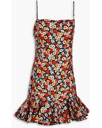 Agua Bendita - Embellished Floral-print Linen Mini Dress - Lyst