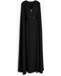 Marchesa - Cape-effect Embellished Crepe Gown - Lyst