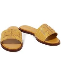 Tory Burch Ines Croc-effect Leather Slides - Yellow