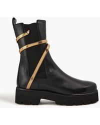 Rene Caovilla - Chain-embellished Leather Chelsea Boots - Lyst