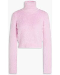 Rabanne - Cropped Cutout Brushed Wool Turtleneck Sweater - Lyst