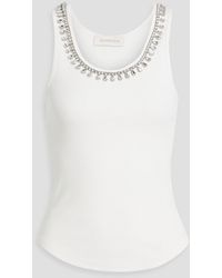 Zimmermann - Crystal-embellished Ribbed Cotton-blend Tank - Lyst