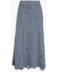 Altuzarra - Distressed Donegal Cable-knit Merino Wool-blend Midi Skirt - Lyst