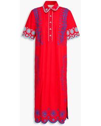Saloni - Dree B Broderie Anglaise Cotton Midi Shirt Dress - Lyst