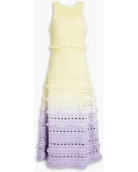 Maje - Midi-strickkleid aus baumwolle in häkeloptik mit farbverlauf - Lyst
