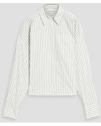 Brunello Cucinelli - Bead-Embellished Striped Cotton And Silk-Blend Poplin Shirt - Lyst