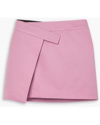 The Attico - Cloe Asymmetric Wool-blend Twill Mini Wrap Skirt - Lyst