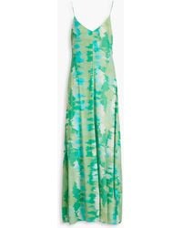 Ganni - Printed Silk-blend Satin Maxi Slip Dress - Lyst