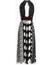 Dolce & Gabbana - Polka-dot Silk Crepe De Chine Halterneck Midi Dress - Lyst
