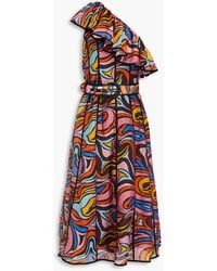 Rebecca Vallance - Chiquita One-shoulder Printed Crepe Midi Dress - Lyst