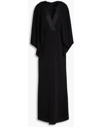 Badgley Mischka - Draped Satin-trimmed Crepe Gown - Lyst
